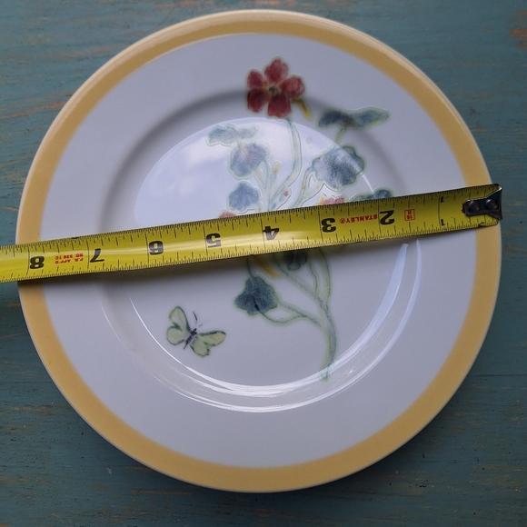 2 Salad Plates Flowering Herbs Williams Sonoma Butterfly Bumblebee Honey Bee Set - Picture 14 of 15